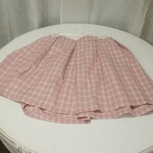 PINK PLAID SKIRT 21" across x 20"  long